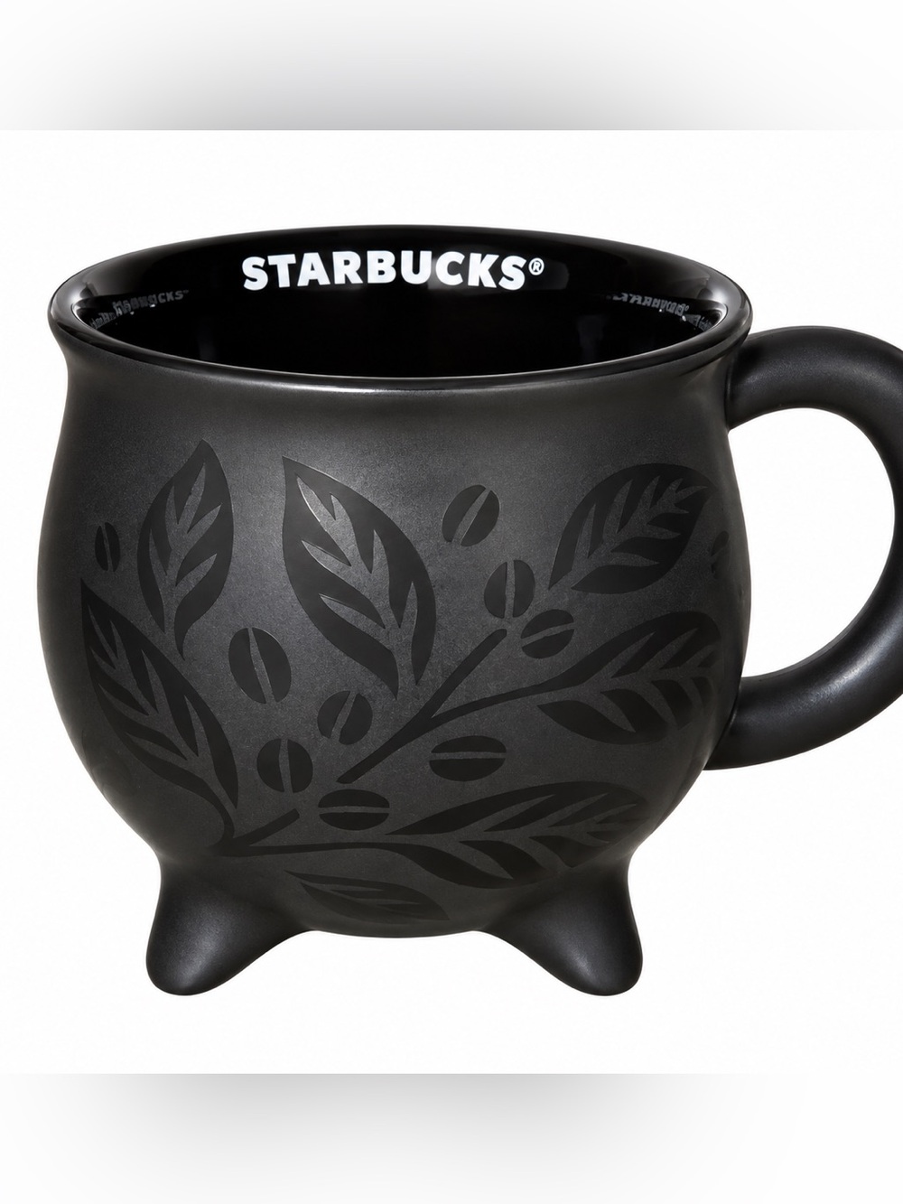 🆕 Starbucks Black Cauldron Mug Halloween Coffee Bean Footed Cup